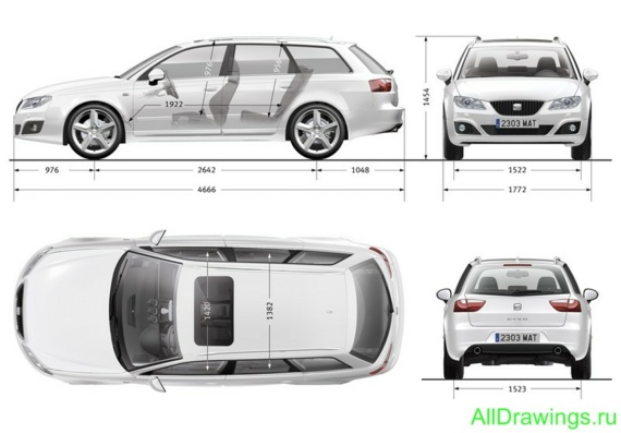 Seat Exeo ST (2010) (Сеат Эксео СТ (2010)) - чертежи (рисунки) автомобиля